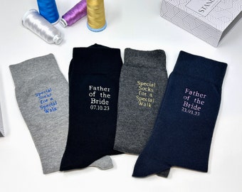 Special Socks for a Special Walk Father of the bride Times Font Embroidered Sock + Date