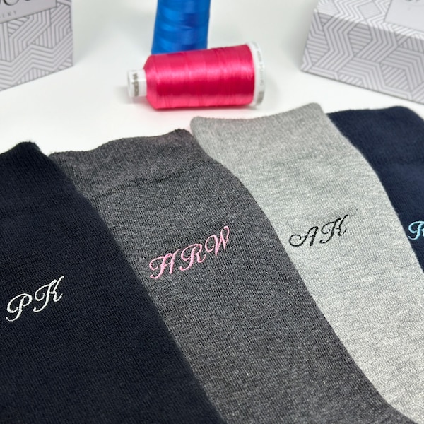Embroidered Initial/Monogram Personalised Socks Sizes 6-14