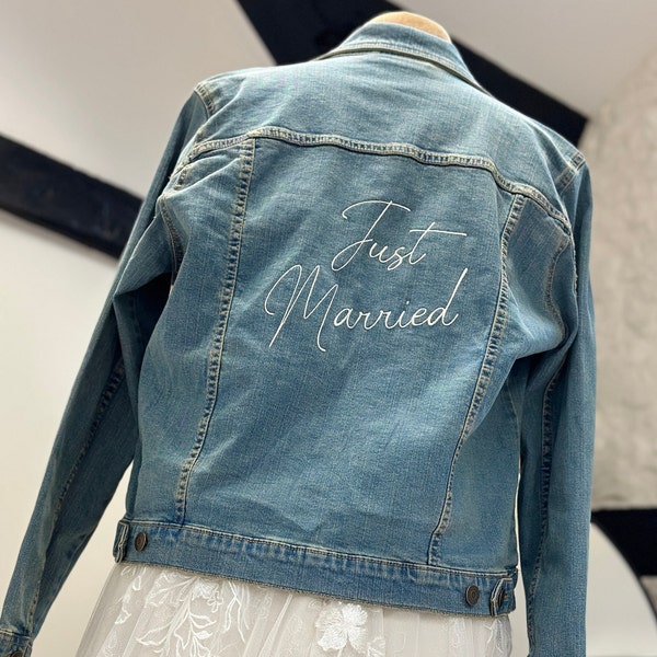 Embroidered Just Married Denim Jacket