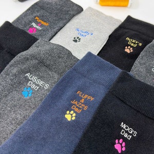 Custom Pet Parent Socks with Embroidered Cat or Dog Name & Paw Print | Personalised Gift for Animal Lovers