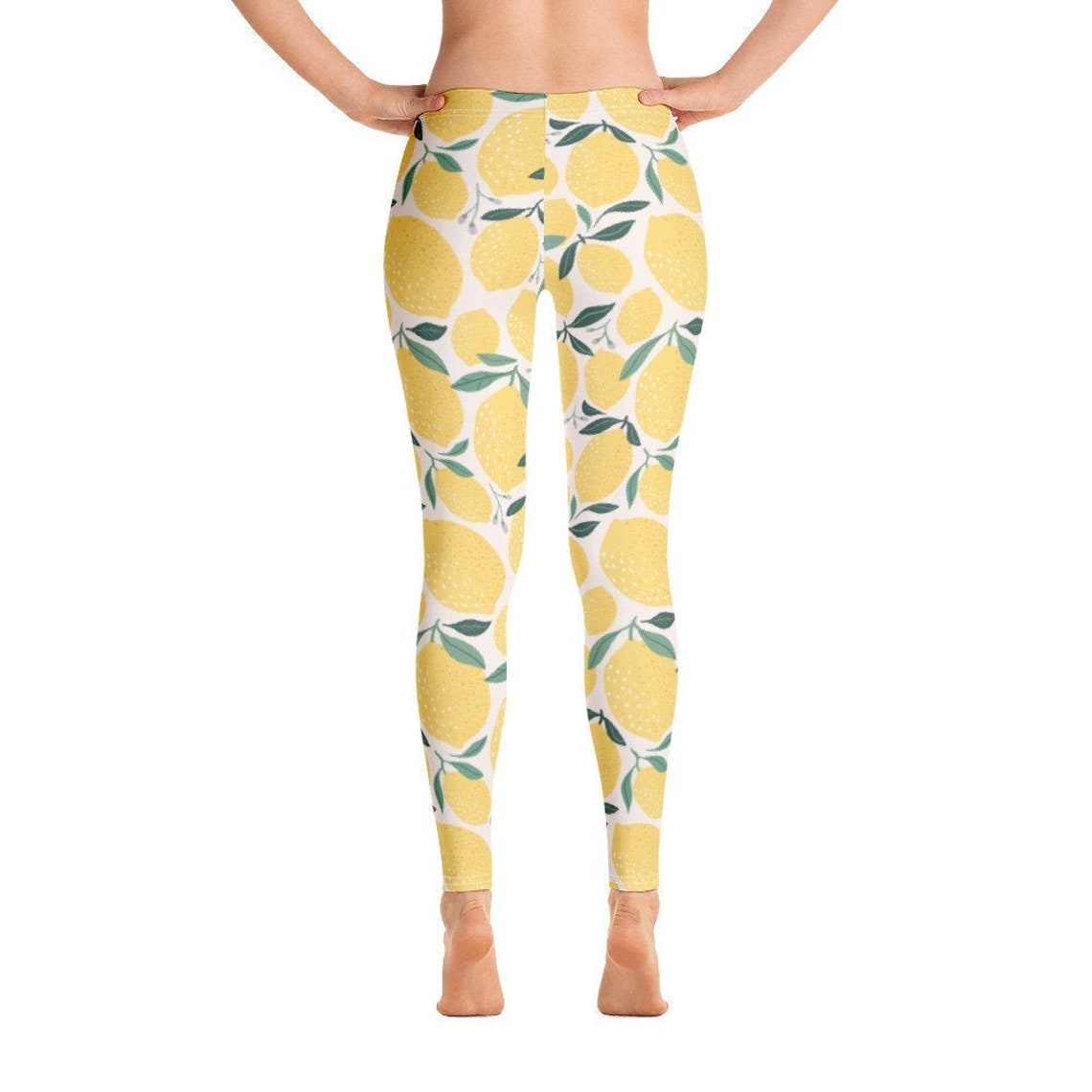 Lemon yellow summer style leggings for woman Printed Leggings Etsy