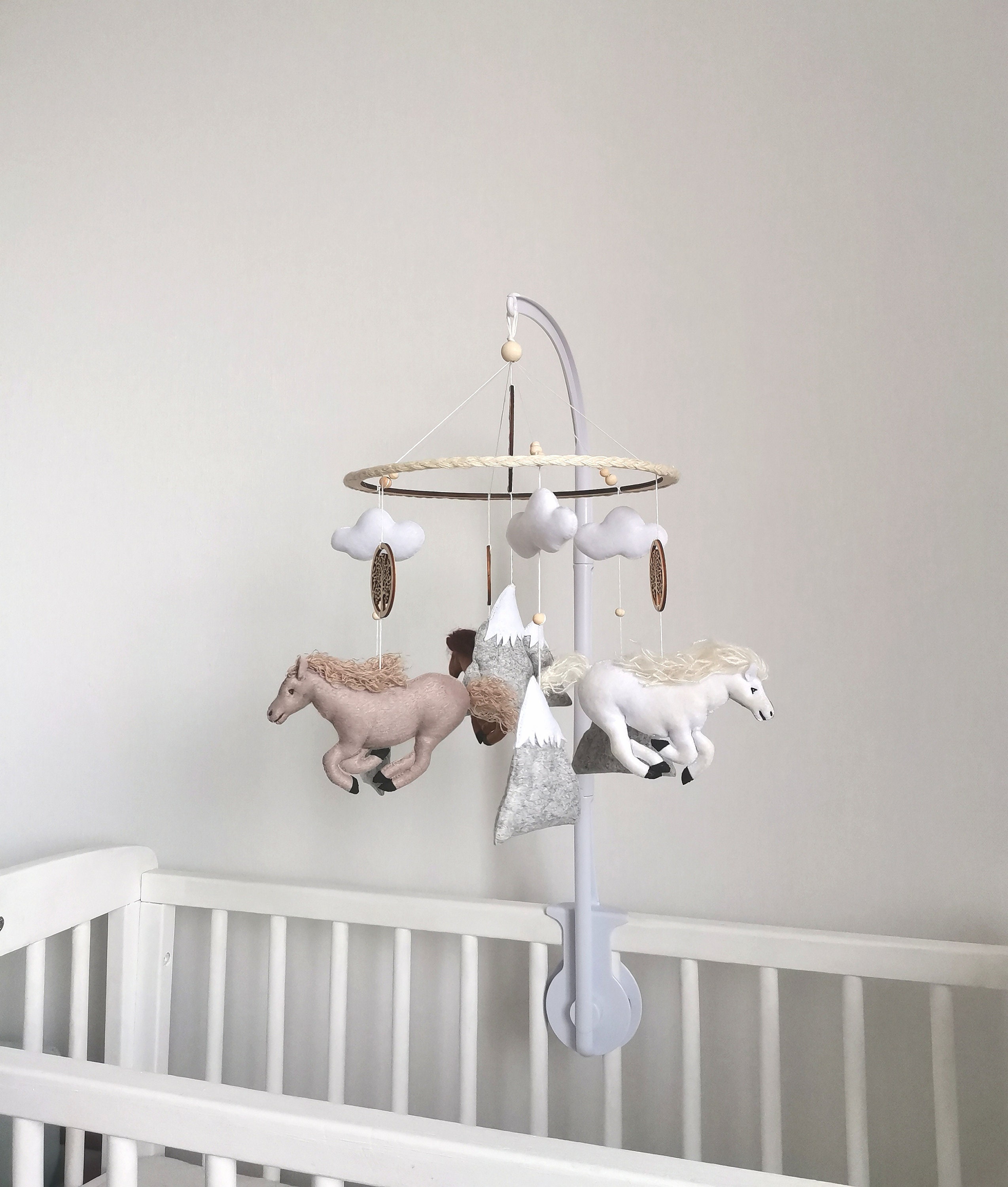 Hängendes Baby mobile Boho Baby mobile Mobile Pferde Etsy