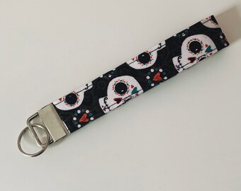 Jour du porte-clés crâne de sucre mort, bracelet porte-clés fait à la main
