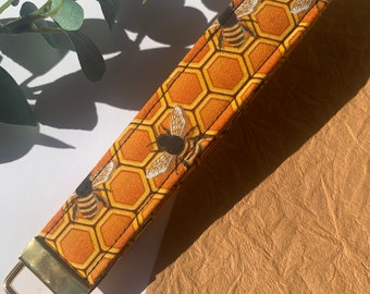 Bracelet porte-clés en nid d'abeille abeille, sauver les abeilles, cadeaux pour elle, cadeaux de Noël, longes, porte-clés