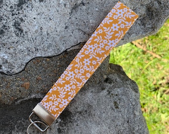 Bracelet porte-clés floral blanc, lanière de porte-clés, cadeaux pour elle