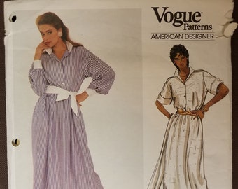 UNCUT Vogue 2961 American Designer: Bill Blass Collection III Sewing Pattern, Size 12, Misses' Dress and Belt