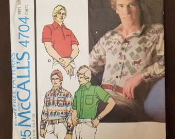 McCall's 4704 "Carefree" Sewing Pattern, Size Small, Men's Shirt
