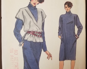 UNCUT Vogue 8794 "Very Easy Vogue" Sewing Pattern, Size 8-10-12, Misses' Dress and Vest