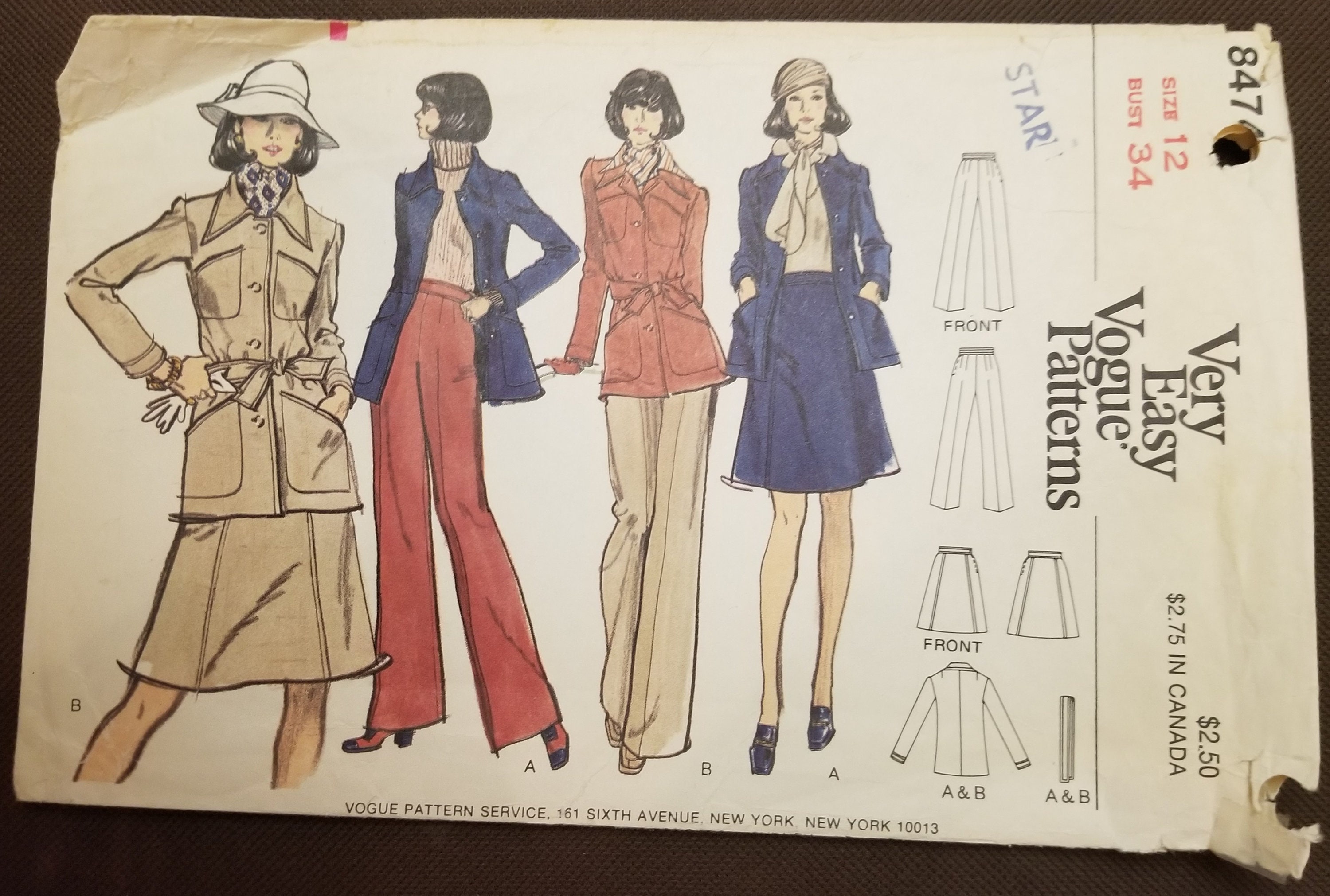 CHIC Vintage Chanel Style Suit Pattern VOGUE 8841, Jacket, Slim Skirt and  Lovely Blouse, Bust 34 Vintage Sewing Pattern