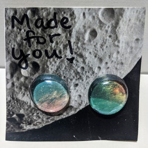 Nebulous Skies fish-tank glass bead earrings