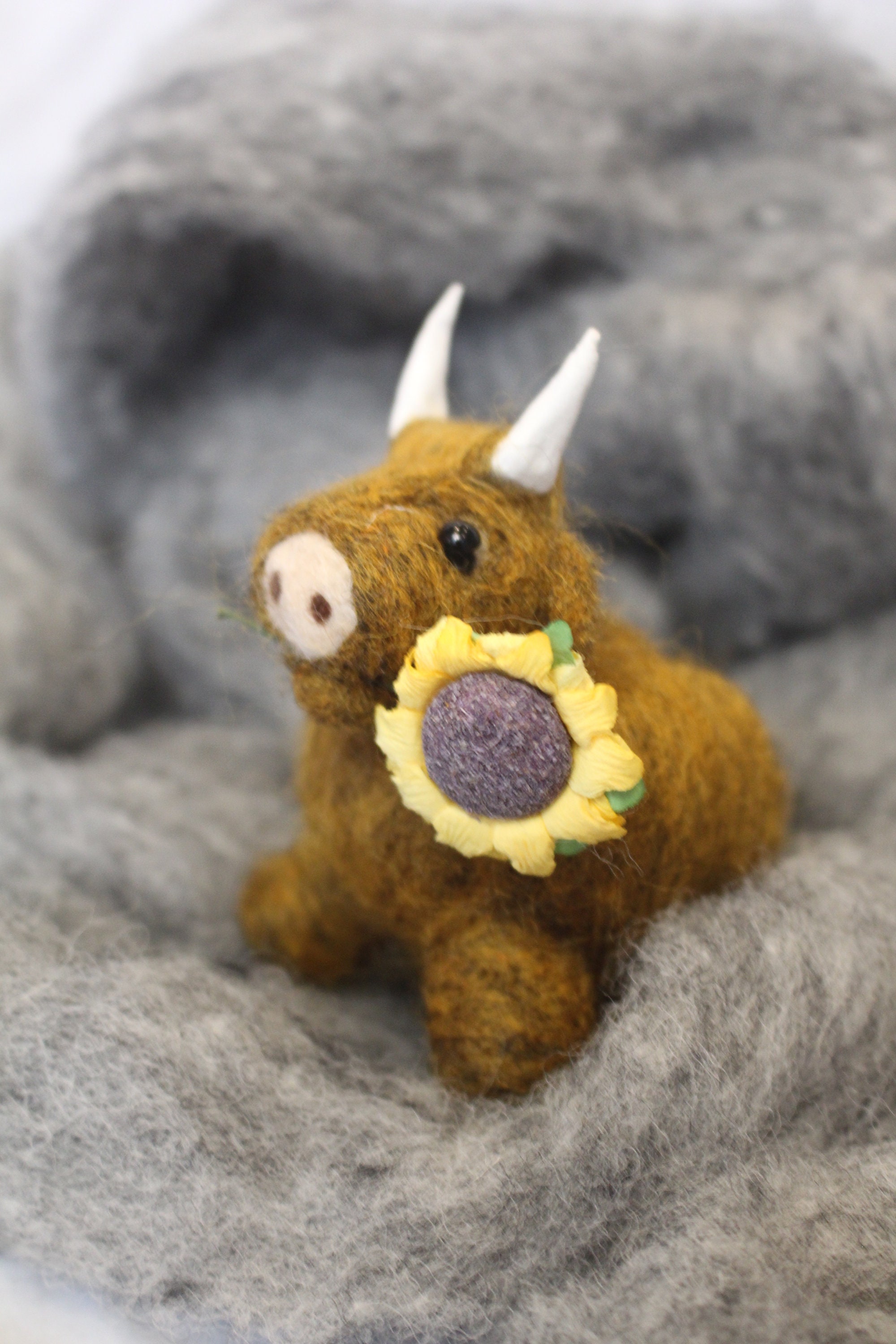 Handmade needle felt highland cow perfect gift. Etsy