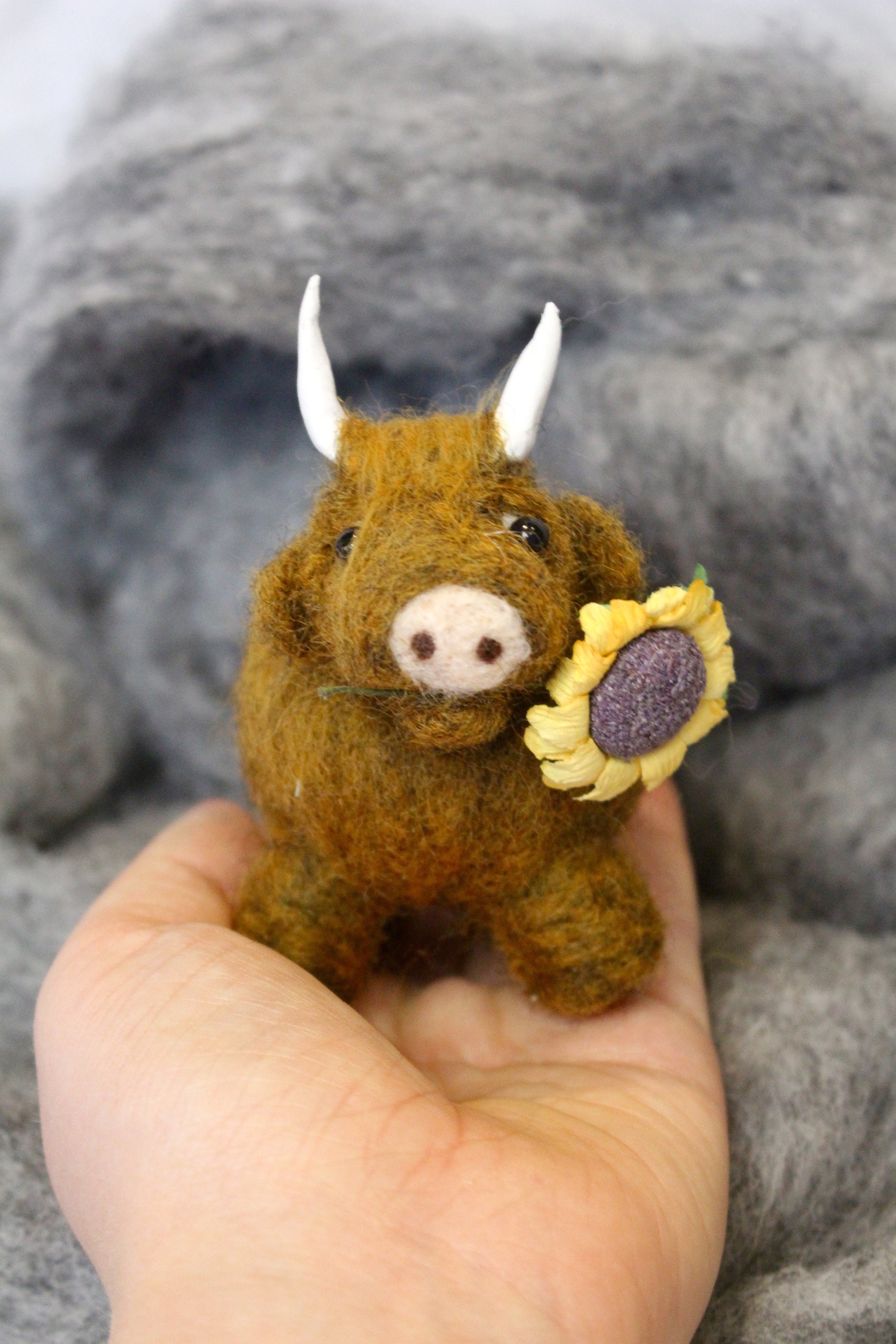 Handmade needle felt highland cow perfect gift. Etsy