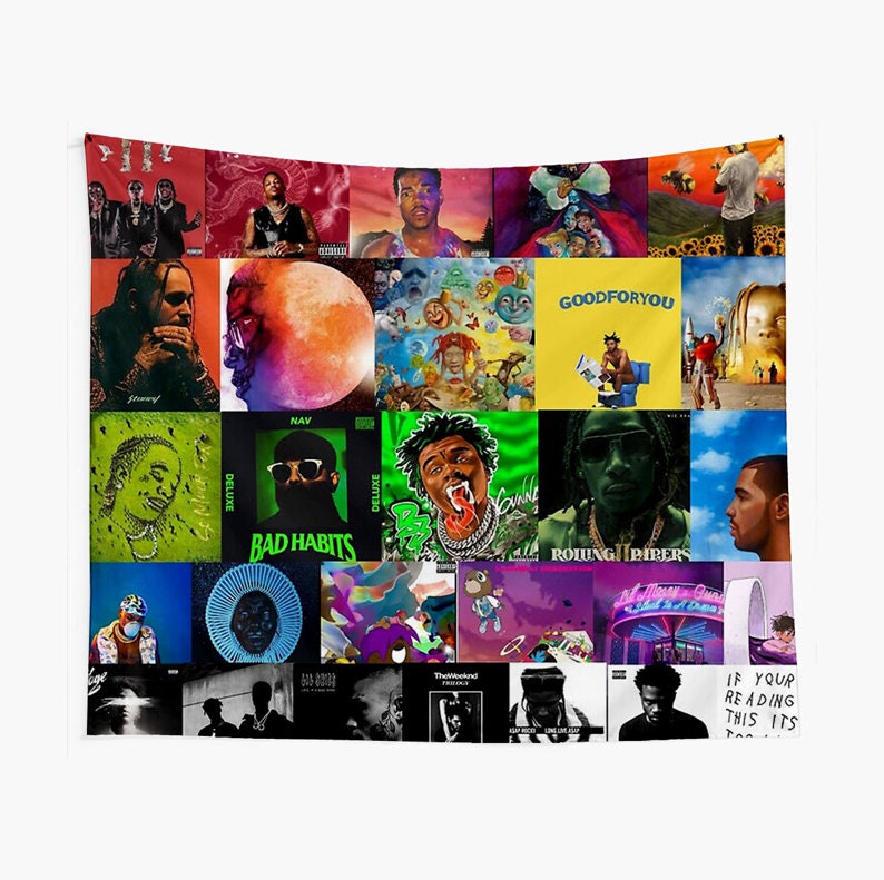 Rapper Album Cover Collage Tapestry Music Album Cover Wall Etsy