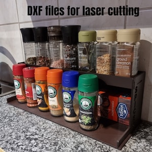 Space saving Spice Rack 2 levels, Digital files for laser cutting only.