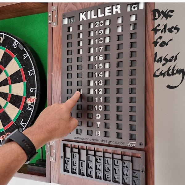 Darts Scoreboard for Killer - dxf files for laser cutting only.