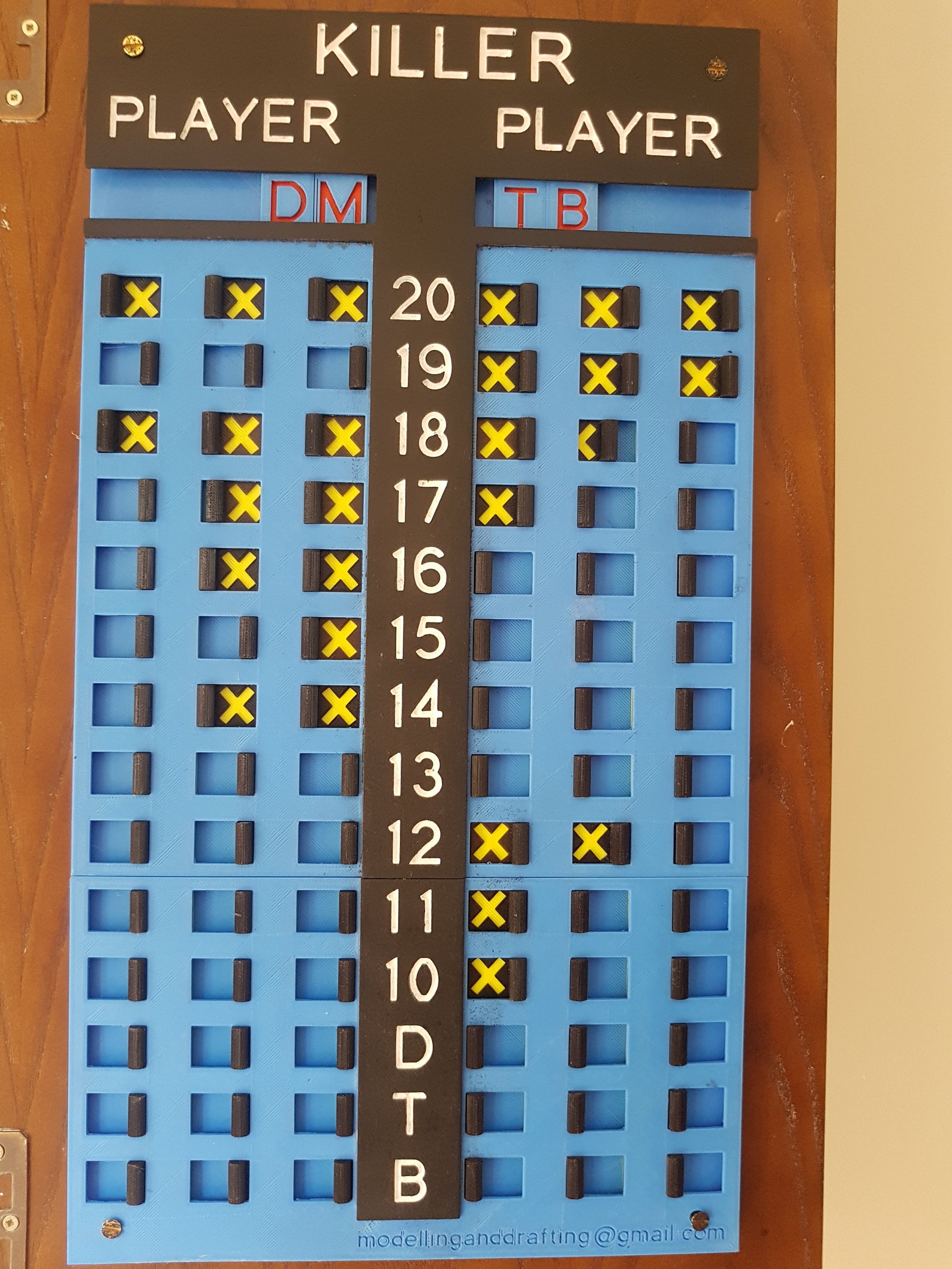Darts Scoreboards for Killer ,301 & Cricket. STL Files for 3D Printing