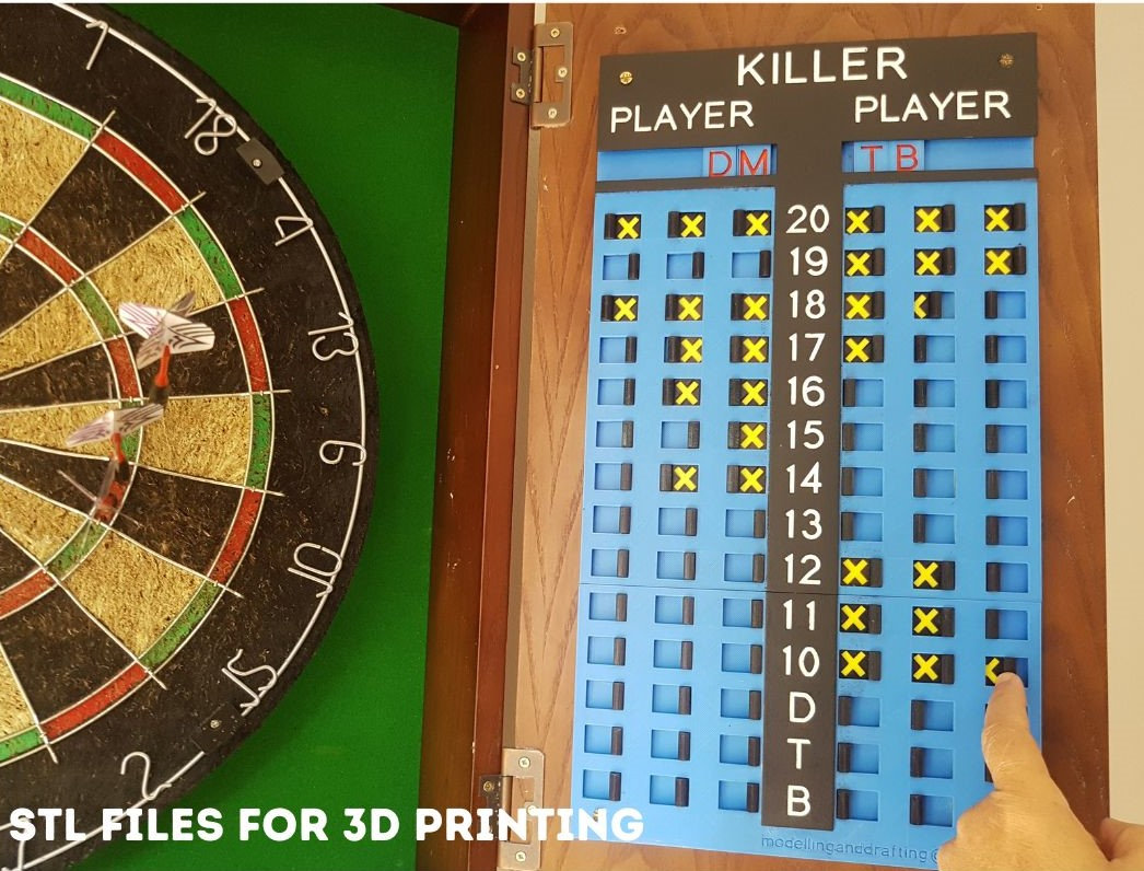 Xxx Blue Dart Video - Darts Scoreboards for Killer 301 & Cricket. STL Files for 3D - Etsy