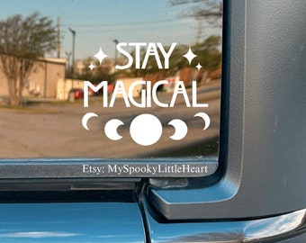 Stay magical, Car Decal, Magical babe, goth decals, witchy decals, spooky car accessories, Witchy Woman, magical af, moon phase decal, moon