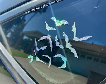 Flying Bats Car Decal | Spooky Halloween Car Sticker | Gothic Vehicle Vinyl | Creepy Cute Window Decal | Fall Vibes Auto Decor, bats decal,