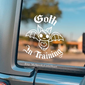 Goth in Training, Car Decal, bats decal, spoiled bat, baby bat on board, spooky decals, goth car accessories, goth decals, alt mom, bats