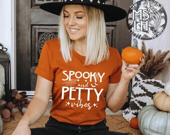 Spooky and petty vibes, Halloween Shirt, Spooky Sweatshirt, Cute Halloween Hoodie, Black Spooky Clothes, Spooky Babe, Autumn, Spooky Season