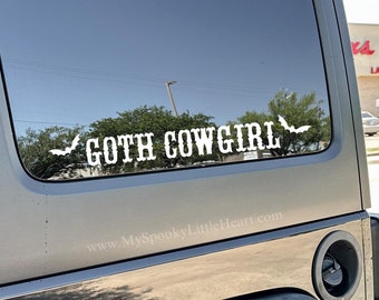 Goth Cowgirl, Emo Cowgirl, Car Decal, Yallternative, Spooky Decal, Spooky Country, Cowghoul, Alternative Decal, Raisin Hell, Bats, Western