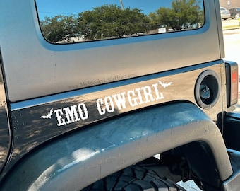 Emo Cowgirl, Car Decal, Yallternative, Spooky Decal, Spooky Country, Cowghoul, Goth Cowgirl, Alternative Decal, Raisin Hell, Bats, Western
