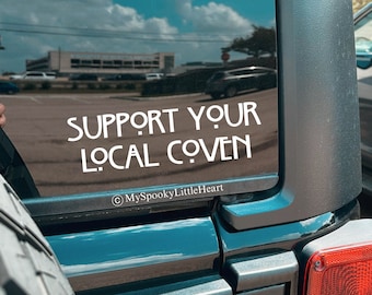 Support your local coven bumper decal, witchy decals, goth decals, spooky car accessories, alternative girl, spooky babe, bruja, witch decal
