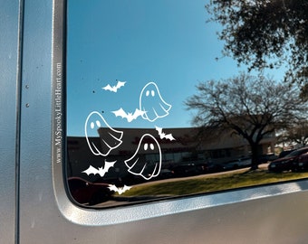 Cute Ghost Decal, Car Decal Ghost and bats Decal, Spooky Decals, Spooky Cute, Halloween Decal, Spooky all year, gothic, Alternative babe