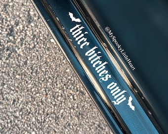 Thicc bitches only, Get in loser, Passenger decal, door decal, car decal, gothic, goth decals, spooky decals, gothicc, alternative, bats