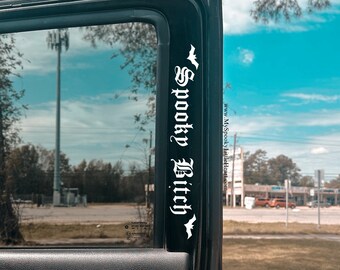 Spooky Bitch, Car Decal, Bats, Stay Spooky, Gothic, Goth Decals, Spooky Car Accessories, Passenger Decal, Alternative, ALT Girl, Door Decal