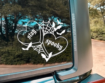 Stay spooky, Halloween decal, spooky decals, spooky car accessories, goth decals, hearts decal, spiderweb decal, bats decal, alt girl, goth