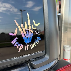 Keep it weird, Stay weird, bats decal, skeletal rock decal, goth decals, goth car, spooky decals, stay spooky, spooky bitch, weird bitch