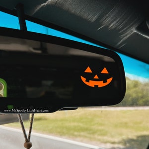 Car Rear view mirror Decal, Small Jack o Lantern Decal, Side mirror decal, small pumpkin face decal, car rear mirror accessories, Halloween