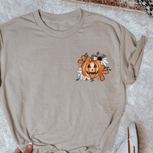 Spooky Cute Fall Shirt, Autumn Shirt, Boho Fall Shirt, Thanksgiving Shirt, Spooky Season, Spooky Shirt, Floral Pumpkin shirt, Autumn Girl