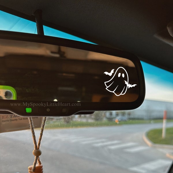 Car Rear view mirror Decal, cute ghost and bats decal, Side mirror decal, small bats decal, car rear mirror accessories, cute ghost decal