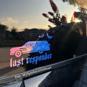 Last Responder, bats and hearse decal, dead inside, Goth Decals, Goth car accessories, spooky decals, Hearse, Mortician, Lobotomy Decal, ALT