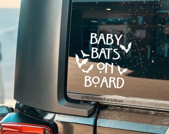 Baby Bats on Board Vinyl Sticker, Bats Decal, Spooky Mom, Spooky Decals, alternative mom, goth mom gift, goth gift for mom, goth in training