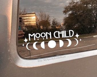 Moon Child, witchy decals, goth decals, moon phase, moon decal, witchy car, goth car accessories, spooky decals, spooky car, witchy woman