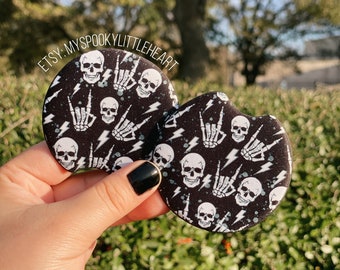 Skull Car Coasters, gothic car coasters, goth car decor, Spooky Car accessories, cup holder accessories, spooky accessories, spooky cute