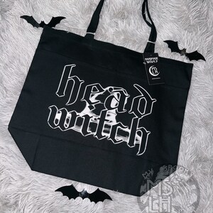 Head Witch, Witchy Bag, Black Tote Bag, Goth Bag, Witchy, Witchy things, Witchy gift, gothic, witchy tote, bruja, spooky bag, witch bag