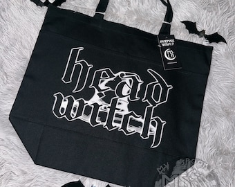 Head Witch, Witchy Bag, Black Tote Bag, Goth Bag, Witchy, Witchy things, Witchy gift, gothic, witchy tote, bruja, spooky bag, witch bag