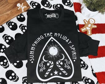 Summoning the holiday spirit, Christmas sweatshirt, witchy Christmas, dead inside but it’s Christmas, Merry Gothmas, Spooky Christmas, xmas