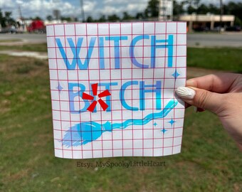 Witch B!tch decal, Bruja decal, car decal, witch decals, spooky decals, witchy car, goth car accessories, bad witch, brujita, bruja vibes