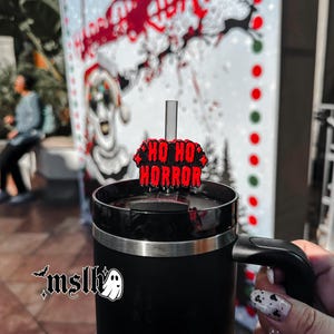 Ho ho Horror, Merry Slaymas, Spooky Christmas Straw Topper, 3D Printed, Straw Topper, Summoning the Holiday Spirit, Hexmas, Gothmas, Xmas