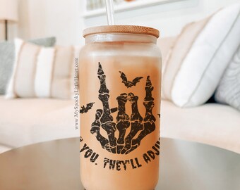 Be you They'll Adjust, Inspirational cup, spooky cup, goth cup, witchy gift, bats cup, Gift for Friend, 16oz frosted cup, glass cup, gothic