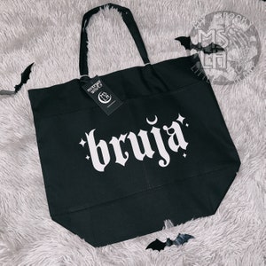Bruja bag, Witchy Bag, Black Tote Bag, Goth Bag, Witchy, Witchy things, Witchy gift, gothic, witchy tote, bruja, spooky bag, witch bag