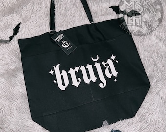 Bruja bag, Witchy Bag, Black Tote Bag, Goth Bag, Witchy, Witchy things, Witchy gift, gothic, witchy tote, bruja, spooky bag, witch bag