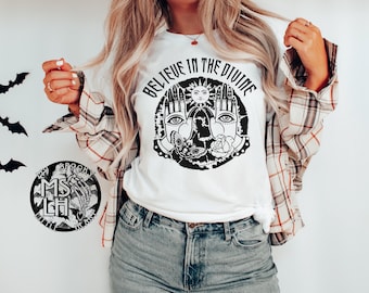 Believe in the divine, witchy shirt, witchy sweatshirt, goth sweatshirt, gothic, bruja, moon witch, witchy hoodie, witchy gift, spooky bitch