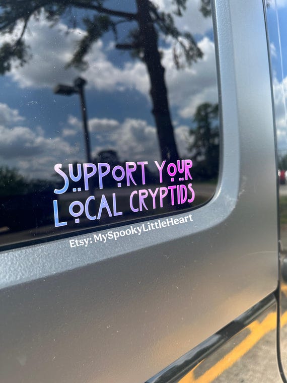Support your local cryptids bumper decal, spooky car accessories, alternative girl, spooky babe, cryptid sticker, cryptid, car decal, alt